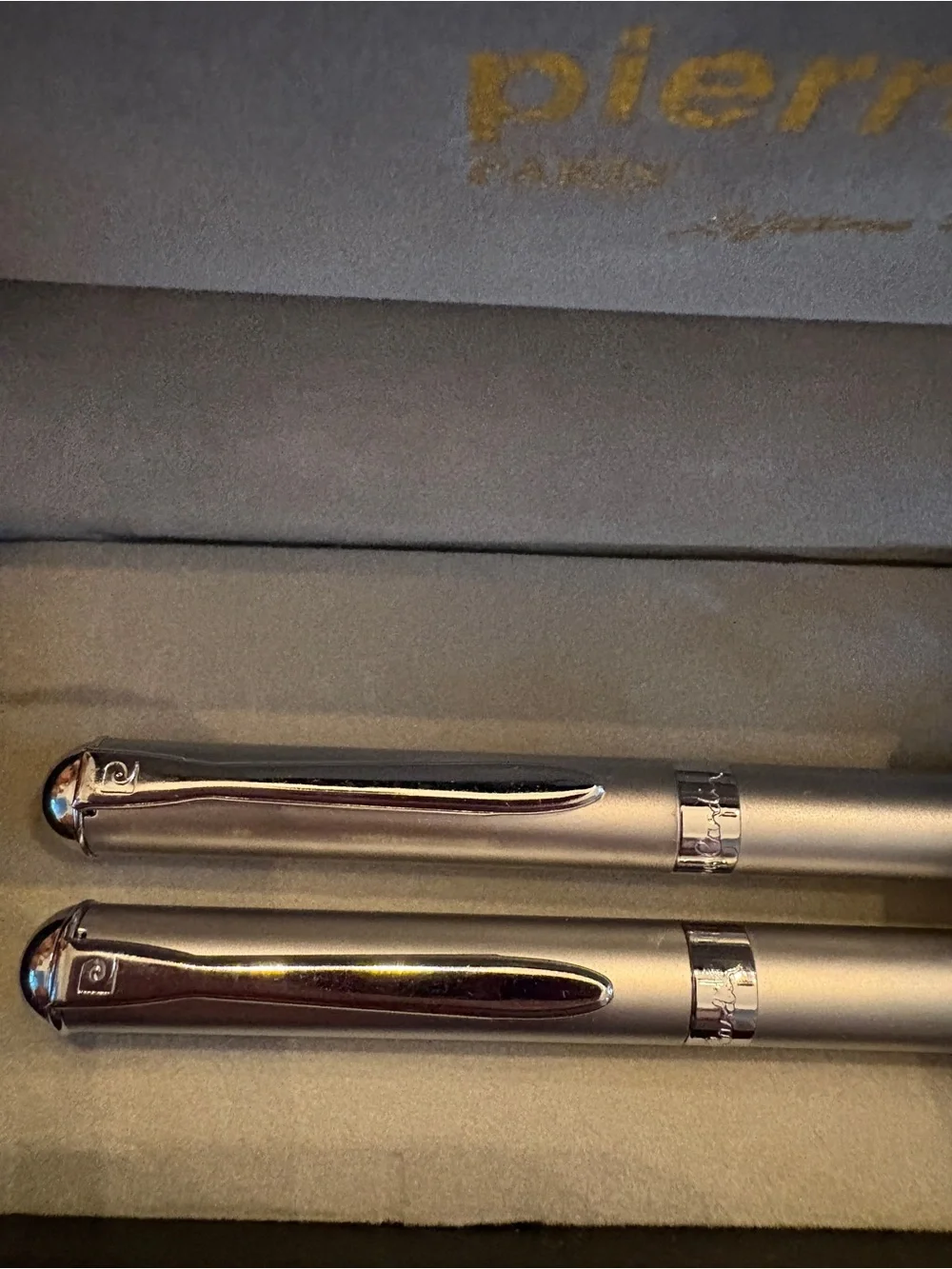 Pierre Cardin Silver Metallic Pen Duo with Chrome Accents